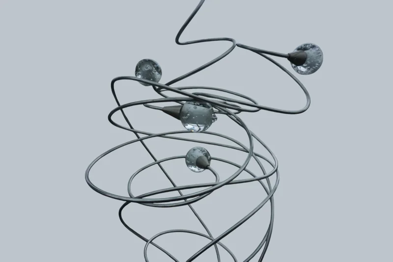 Spiralförmig gewundenes Edelstahlgeflecht Harco Loor Twister Lichtskulptur