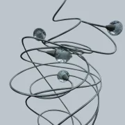 Spiralförmig gewundenes Edelstahlgeflecht Harco Loor Twister Lichtskulptur