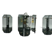 Veca dreiteiliges Leuchten-Set Hängeleuchte 2 Wandleuchten Rauchglas Italien 1970er