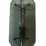Veca Wandleuchte facettiertes Rauchglas Chrom geometrisch Italien 1970er