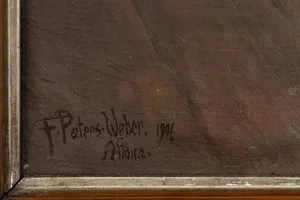 Signatur F. Peters-Weber 1901 Altona, unten links, originale Künstlersignatur