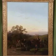 Ferdinand Marohn – Ländliche Ernteszene, Öl auf Leinwand, signiert, 19. Jahrhundert, Goldrahmen