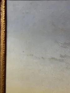 Craquelé-Detail, authentischer Alterszustand, teilweise restauriertes Ölgemälde