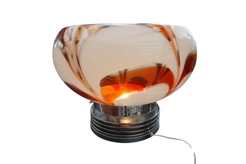 AV Mazzega Murano Swirl Glass Vintage Italian Table Lamp, attr. Carlo Nason