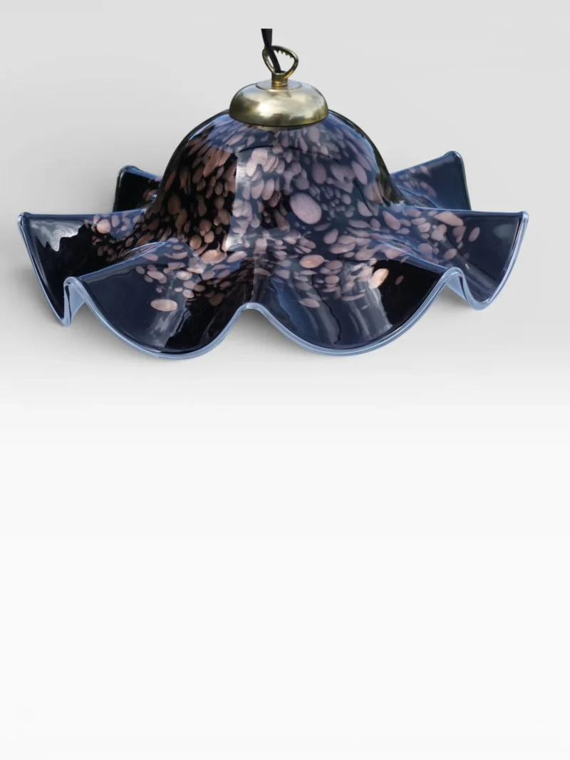 AV Mazzega Fazzoletto Black Murano Glass Vintage Italian Pendant Light