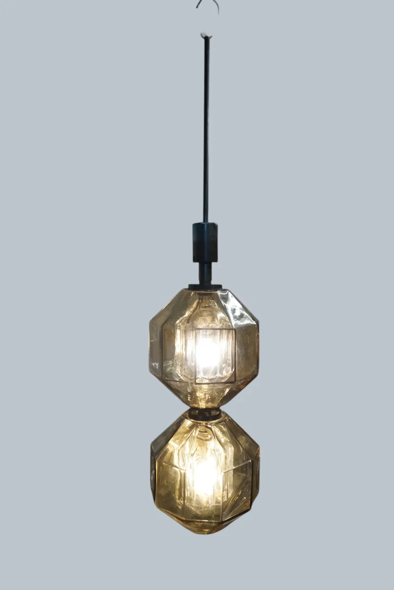 Facettiertes Murano-Glas champagnerfarben Vistosi Pendelleuchte