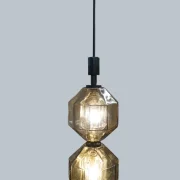 Facettiertes Murano-Glas champagnerfarben Vistosi Pendelleuchte