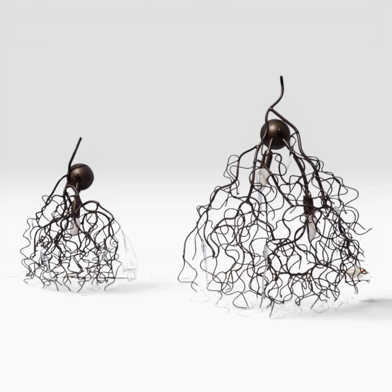 Brand van Egmond Hollywood Wall Lights Pair Left Right Dark Bronze Finish Hand Welded Steel Interwoven Branches Crystal Glass Drops Luxury Dutch Design Vintage 1990s