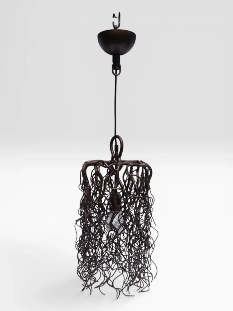 Brand van Egmond Hollywood Block Pendant Light Dark Bronze Finish Hand Welded Steel Interwoven Branches Sculpture Luxury Dutch Design Vintage 1990s