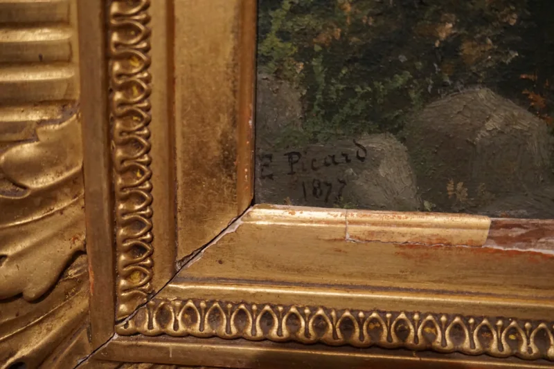 Close-up of artist signature 