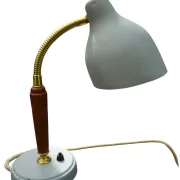 EOS Nässjö Vintage Swedish Desk Lamp, Teak, Brass and Hammer Lacquer