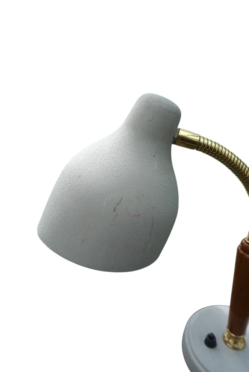 EOS Nässjö Vintage Swedish Desk Lamp, Teak, Brass and Hammer Lacquer