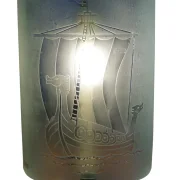 Glössner Co Drakkar Etched Frosted Glass Vintage Wall Light