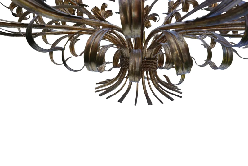 Hans Kögl Lily 12-Light Vintage Florentine Gilt Tole Chandelier