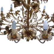 Hans Kögl Lily 12-Light Vintage Florentine Gilt Tole Chandelier