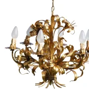 Hans Kögl Lily 6-Light Vintage Florentine Gilt Tole Chandelier
