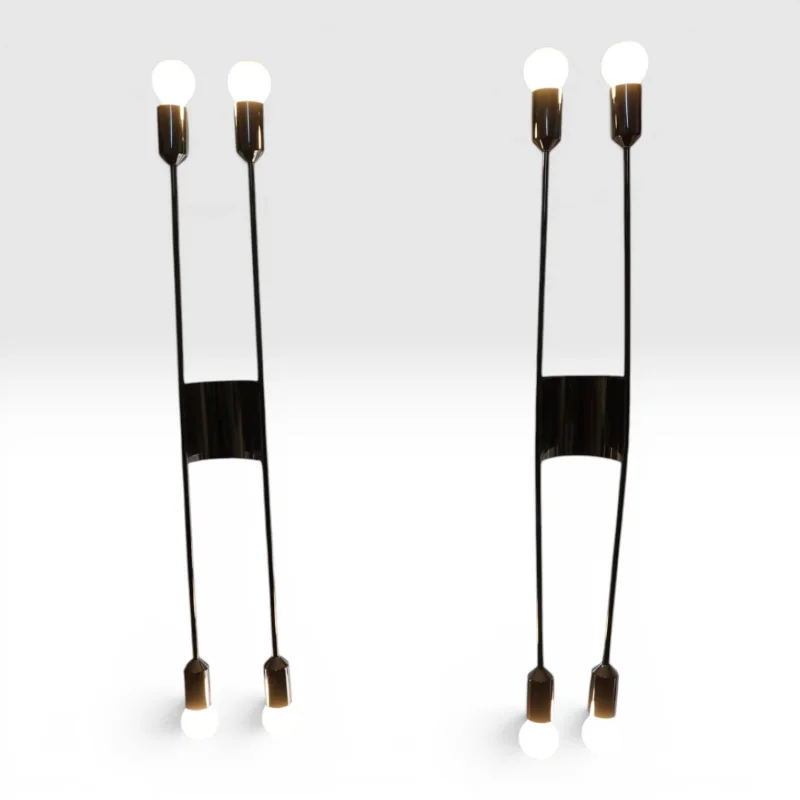 Full length view of single Gebrüder Cosack 4166/02 chrome wall sconce, H.W. Egger, 1960s