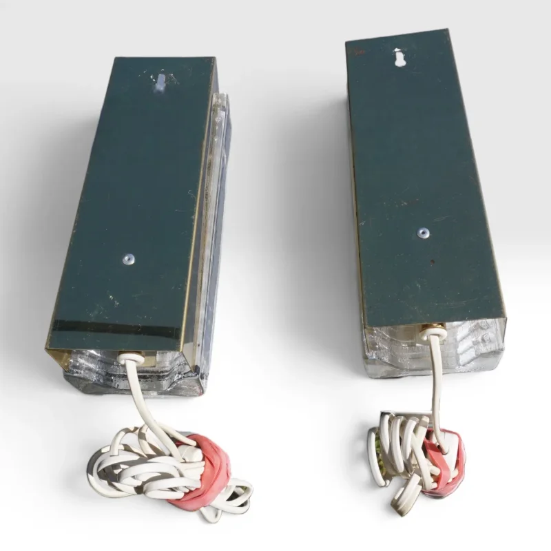 Hillebrand Model 8971 Vintage German Ice Glass Wall Sconce Pair