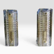 Hillebrand Model 8971 Vintage German Ice Glass Wall Sconce Pair