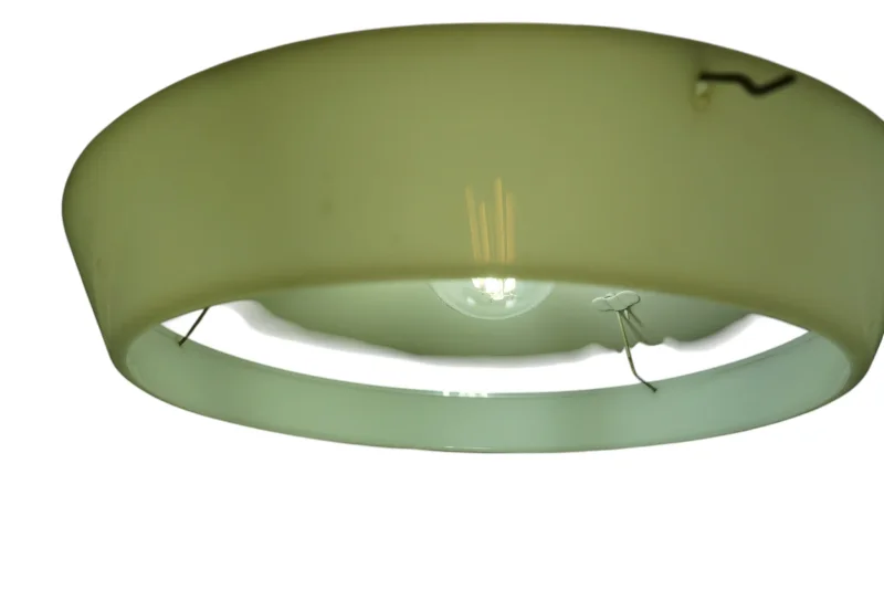 Philips NB92/93 shade interior view, plastic ring diffuser and wire hooks, close-up