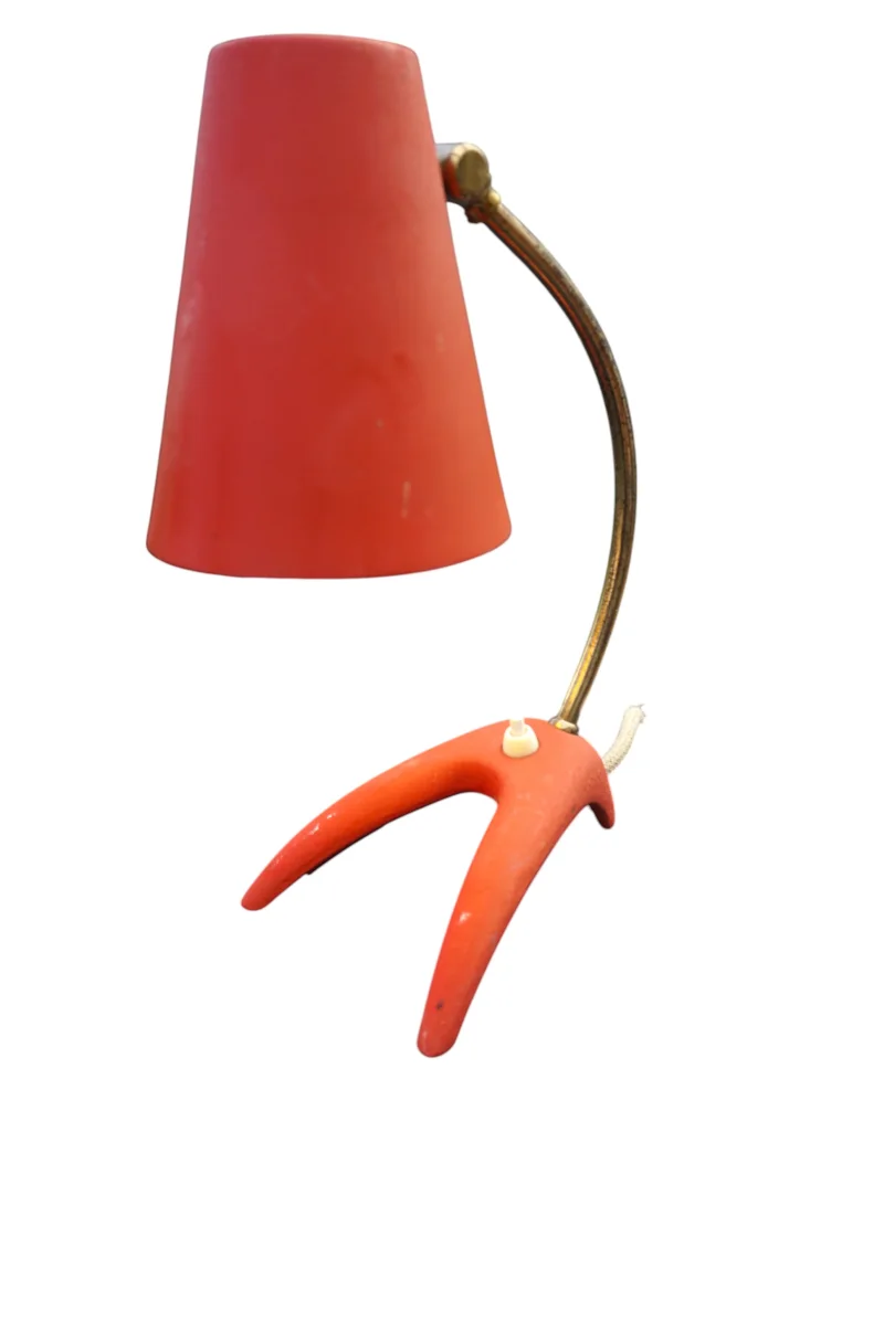 Skulpturaler Dreizackfuß aus Guss orangerot EWÅ B-52 Atomic Age Design 1950er