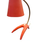 Skulpturaler Dreizackfuß aus Guss orangerot EWÅ B-52 Atomic Age Design 1950er