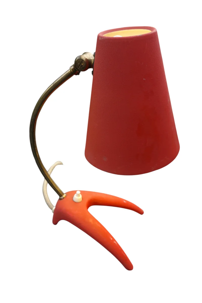 Skulpturaler Dreizackfuß aus Guss orangerot EWÅ B-52 Atomic Age Design 1950er