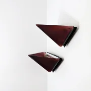 Selene Illuminazione 004 Diamond Pair Wall Lights Bordeaux Murano Glass New Old Stock Vintage 1970s