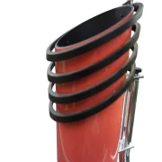 Ateljé Lyktan Skarabé black ribbed rings on salmon cylinder, alternate close-up showing surface texture and lacquer quality
