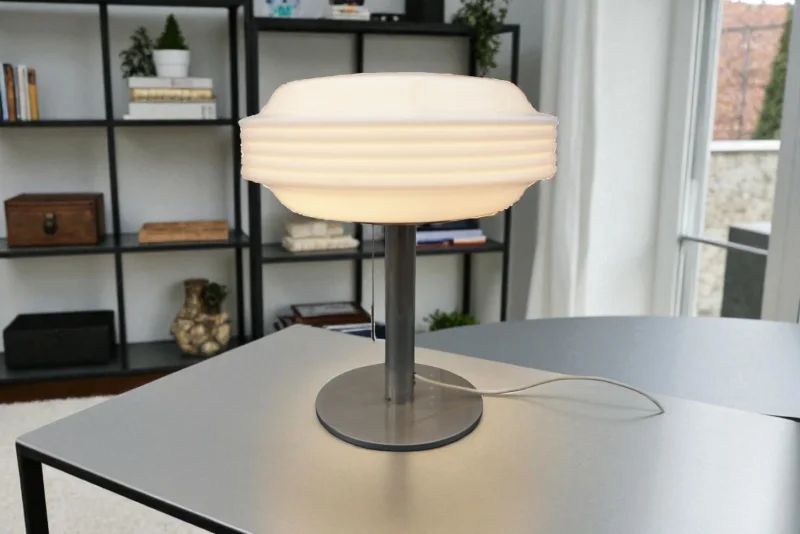 Temde Space Age Table Lamp — Opal White Glass