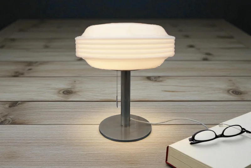 Temde Space Age Table Lamp — Opal White Glass