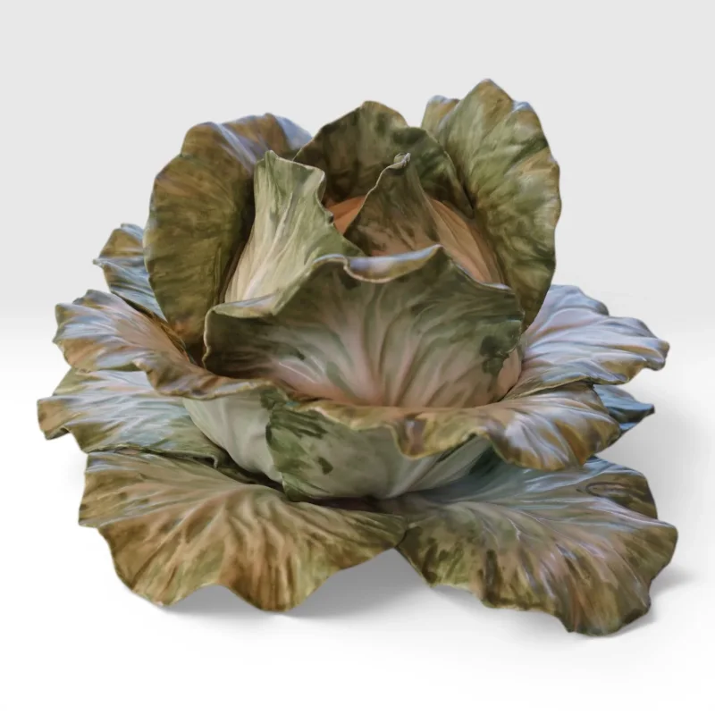 Vladimir Kanevsky Porcelain Cabbage Tureen Lid Hyperrealist Botanical Sculpture Signed Trompe l’œil Fine Art USA Vintage 2014