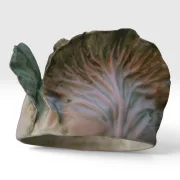 Vladimir Kanevsky porcelain cabbage tureen, three-quarter view showing leaf modelling and surface detail, USA 2014
