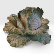 Vladimir Kanevsky porcelain cabbage tureen, side view showing form and layered leaf structure, USA 2014